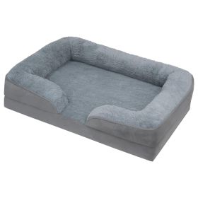 Pet Dog Bed Soft Warm Plush Puppy Cat Bed Cozy Nest Sofa Non-Slip Bed Cushion Mat Removable Washable Cover Waterproof Lining For Small Medium Dog (Option: etBedL)
