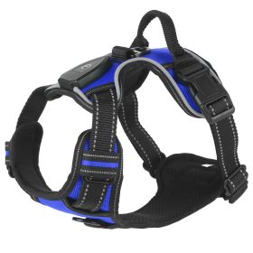 Light Up Dog Harness Rechargeable LED Dog Harness No Pull Lighted Dog Vest with Handle for Small/Medium/Large Dogs (Option: kBlue_S)