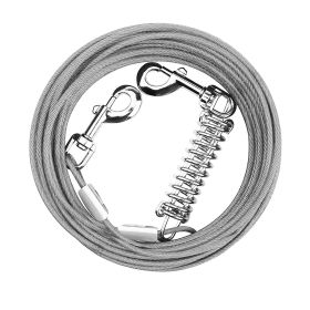 29.5FT Dog Tie Out Cable Long Dog Leash Chew Proof Lead Dog Chain with Durable Spring 360otatable Clips PVC Case for Outside Yard Caming (Option: Grey_9M)