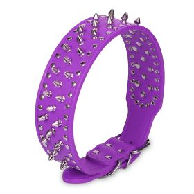 Dog Leather Collar Spiked Studded Pet Dog Collar Adjustable Neck Pitbull Mastiff Collar (Option: rPPL_M)