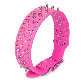 Dog Leather Collar Spiked Studded Pet Dog Collar Adjustable Neck Pitbull Mastiff Collar (Option: Rose_S)