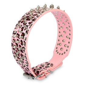 Dog Leather Collar Spiked Studded Pet Dog Collar Adjustable Neck Pitbull Mastiff Collar (Option: rLeo_M)