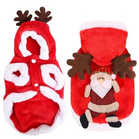 Pet Christmas Clothes Santa Claus Reindeer Antlers Costume Winter Outfit New Year Coat For Small Medium Dogs Cats Available in S/M/L/XL (Option: sRed_M)