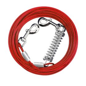 49.2FT Dog Tie Out Cable Long Dog Leash Chew Proof Lead Dog Chain with Durable Spring 360otatable Clips PVC Case for Outside Yard Caming (Option: Red_15M)